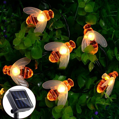 Cross-Border Led Solar Bee Lighting Chain Outdoor Waterproof Colored Lights Lawn Garden Decorative Lights Holiday String
