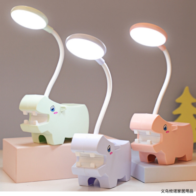 Xinnuo Eye Protection Small Night Lamp Cute Hippo with Pen Holder Small Night Lamp