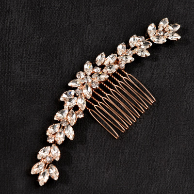 American Classical Women's Hair Bun Hair Band Welding Fancy Shape Rhinestone Hair Comb Wedding Style Bridal Headdress