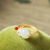 Set Imitation Natural Hetian Jade Ring Ancient Gold Inlaid Chalcedony Bunny Necklace Adorable Rabbit Ear Stud Pendant