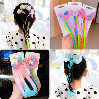 Children's Colorful Wig Dirty Braid Hair Rope Hair Accessories Baby Princess Girls Colorful Hair Braiding String Hair Ring and Hairpins Headdress