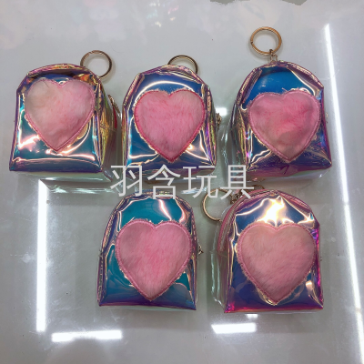 Factory Direct Sales Love TPU Schoolbag Mini Purse Children Coin Bag Data Cable Earphone Bag Schoolbag Hanging