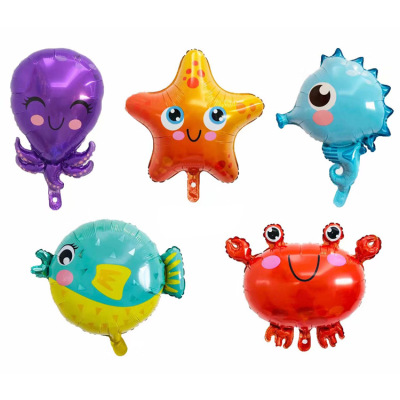 Summer Push Stall Marine Theme Party Aluminum Balloon Dolphin Lobster Aluminum Foil Balloon Clownfish Balloon