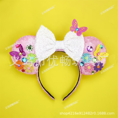 Magic Full House Headband Encanto Theme Decoration Head Buckle Butterfly Flower Sequins Headband Daily Decoration