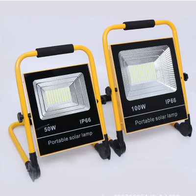 100W Solar Spotlight Work Light Charging Portable LED Flash Light Lighting Lamp Charging Flood Light Portable