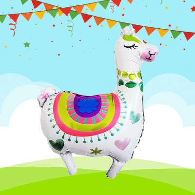 New Cartoon Alpaca Aluminum Balloon Children's Birthday Party Amazon Balloon Grass Mud Horse Shape Balloon