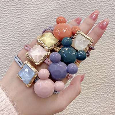 Korean Style Ins Dongdaemun Crystal Mickey Hair Ring Jelly Color Rubber Band Tendy Mori Girl Girl Hairband for Tying up Hair