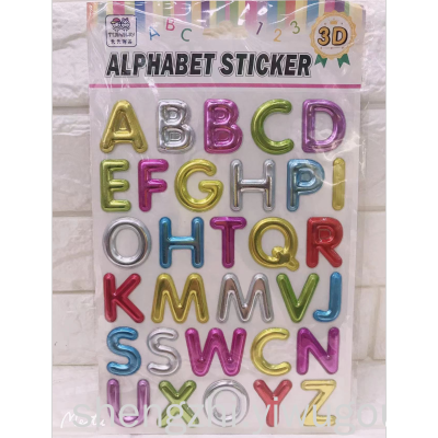 Colorful Gold Letters Digital Stickers Children's Bubble Stickers Creative Letter Sticker Can Be Children's Hands-on Combination of English Letters