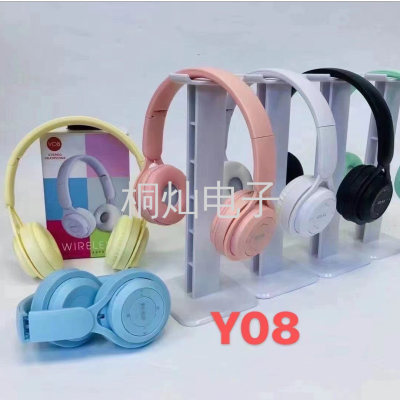 Hot Sale Y08 Wireless Bluetooth Card Inserting Earphone Headset for Phone Call Portable Sports FM Radio