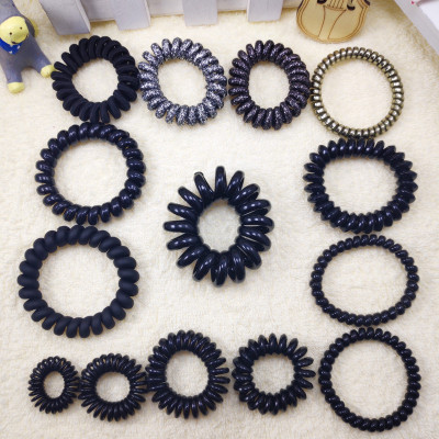 Black Gun Black Small Size Large Size Bold Bracelet Phone Line Hair Ring Hair Rope Plastic Spring Coil Head Rope Stall