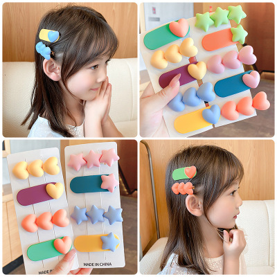 Schoolgirl Love Heart-Shaped Hairpin Cute Japanese Style Small Clip Headwear Female Side Children's Hairpin Bangs Color BB Clip Clip