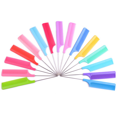 Hot-Selling New Arrival Hairdressing Comb Tail Comb Plastic Hairbrush Hairdressing Steel Needle Tail Comb Pp Material Dense Gear in Stock Wholesale