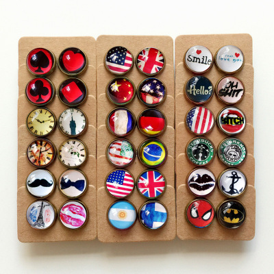 2021 Special National Flag Small Ear Studs Cool Earrings for Couple Trendy Two Yuan Store Amazon Cross-Border Stall Creative Small Goods