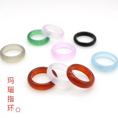 Natural Chalcedony White Agate Ring Handheld Flexible Ring Antique Crafts Wholesale Jade Ring Shank Ring Live Welfare