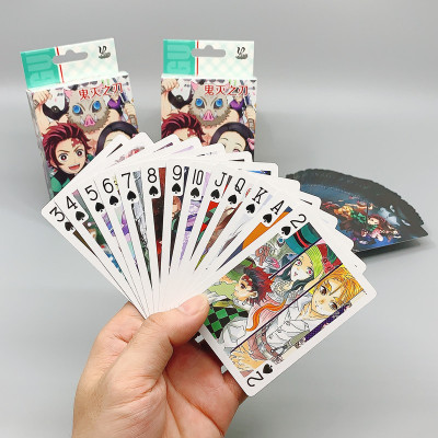 Anime Poker Kimetsu No Yaiba Playing Cards Kitchen Door Tanjirou Nezuko Card Anime Peripheral Board Game Wholesale