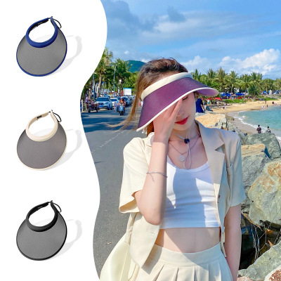 Korean Style Lin the Same Style with Wanwan Color Changing Big Brim Uv Topless Hat Outdoor Travel Casual Sun-Proof Sun Hat Female Hat