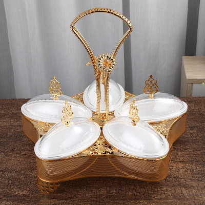 2021 New European Fruit Plate Creative Dried Fruit Box Living Room Fruit Pot Decoration Modern Nut Candy Plate with Lid