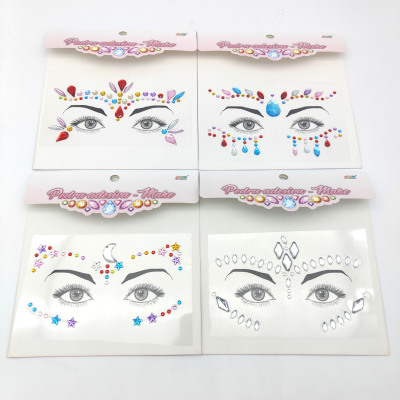 New Face Pasters Eye Face Diamond Masquerade Halloween Decoration Stick-on Crystals Eyebrow Stencil Decorative Personality Stage Makeup Stickers