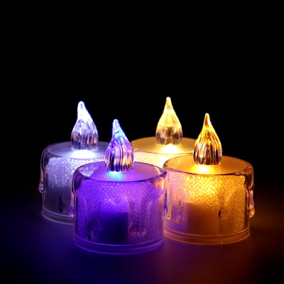 Crystal Clear Acrylic LED Electronic Candle Small Tea Candle Light Smokeless Lighting Atmosphere Decoration Artistic Taper and Candle