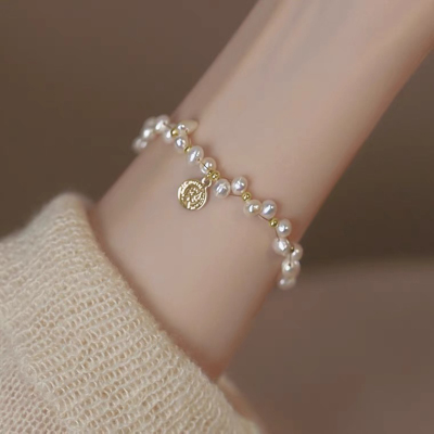Freshwater Pearl Bracelet Ins Special-Interest Design round Brand Accessories High Sense Girl Jewelry New Bracelet