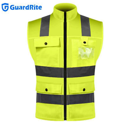 Multifunctional Multi-Pocket Reflective Vest Traffic Sanitation Reflective Vest Printable Construction Site Safety Reflective Waistcoat