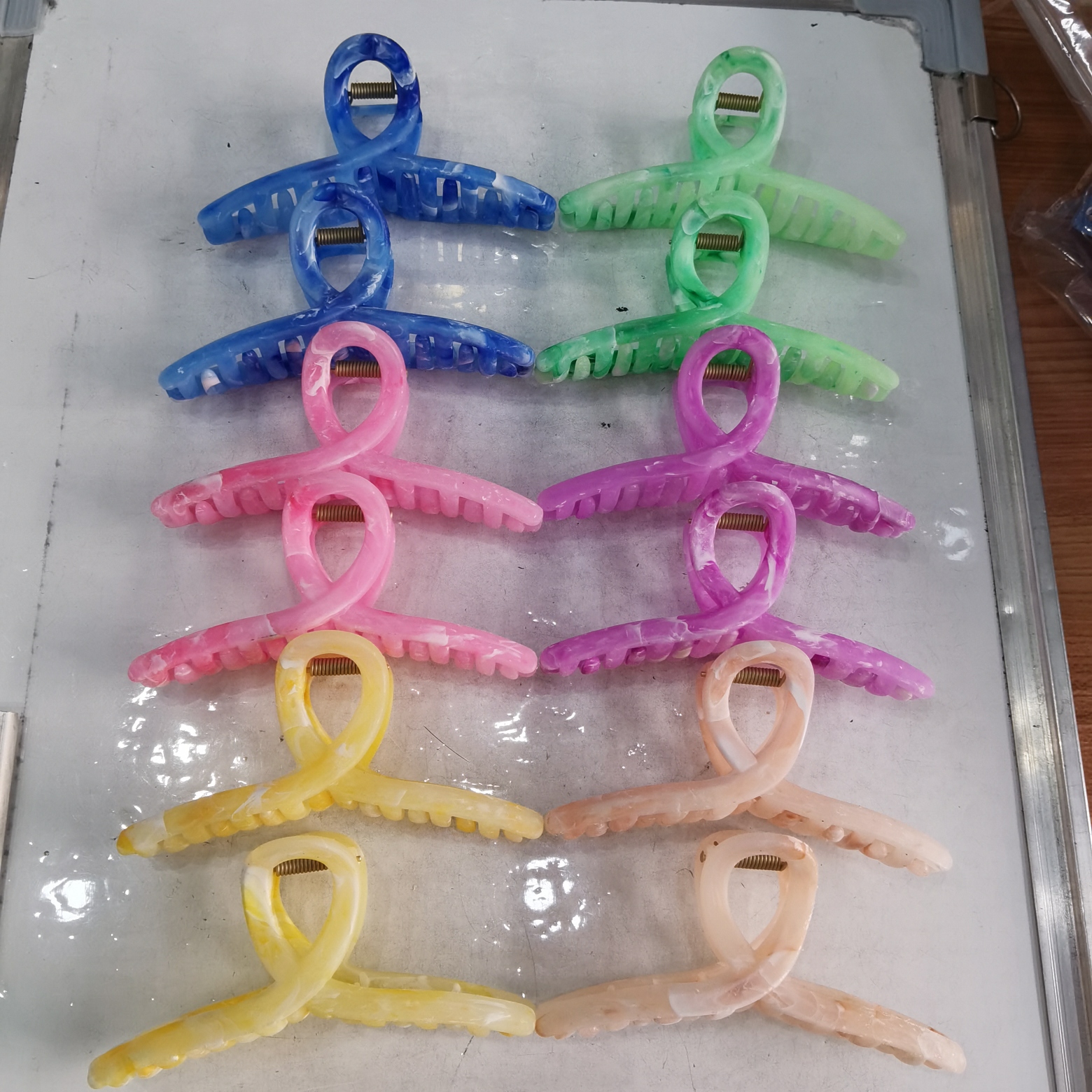 大理石水转印交叉方形排骨鱼尾新款韩版网红发夹洗澡来