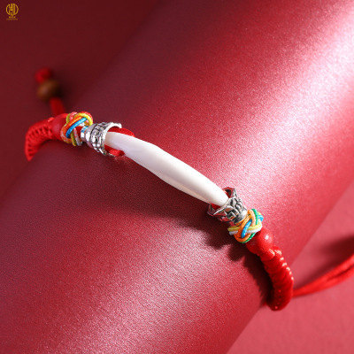Red Rope Children Hand Weaving Bracelet Dog Teeth Ethnic Style Baby Carrying Strap Wholesale