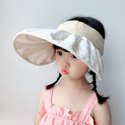 New Summer Child Girl Travel Shell-like Bonnet Stylish Beach Topless Hat Sun Protection Sunshade Big Brim Straw Hat