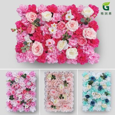 Artificial Flower Plant Strong Factory Direct Sales High-End Rose Hydrangea Silk Flower Wedding Decoration Website Red Background Artificial Flower Wall
