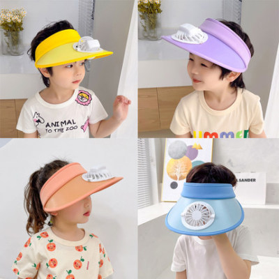 Children's Topless Hat Summer Sun-Proof Big Brim UV-Proof Sun Hat Boys and Girls Baby Travel Hatband Fan