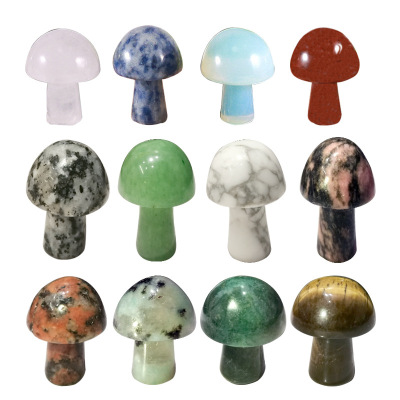 Cross-Border Natural Crystal Agate Semi-Precious Stone Mini Small Mushroom Flowerpot Fish Tank Decoration DIY Decoration Crafts