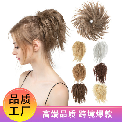 European and American Style Wig Women's Rubber Band Artificial Hair Bun Chicken Coop Hair Band Hair Bag Messy Fluffy Curl Amazon Wish Hair Band