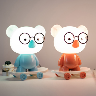 Cartoon Table Lamp Lesser Panda Pig Led Skateboard Table Lamp Nursing Bedside Lamp Children Plug-in Night Light Home Gift