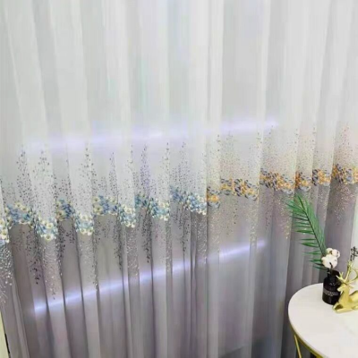 Factory Direct Sales New Simple Modern Window Screen Curtain Embroidered Living Room Balcony Bay Window Fresh Flowers