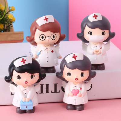 Retrograde Angel Blind Box Resin Trendy Doll Doctor White Angel Small Ornaments Nurse Day Gift Hospital Gift