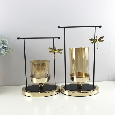 European-Style Glass Candle Ornaments Light Luxury Western-Style Dining Table Candle Holder Household American Candlestick Dinner Incense Candle Holder Candle Holder