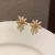 New Sterling Silver Needle Fresh and Stylish Flower Pearl Earrings Women's Korean Simple Crystal Geometric Design Earrings