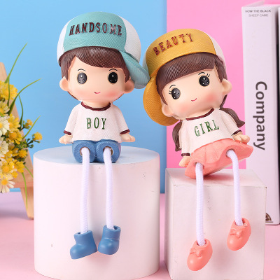 Creative Couple Hanging Feet Doll Home Decoration Cute Boy and Girl Decoration Gift Children's Day Gift