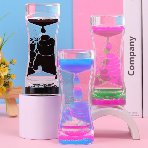 milk color small two-color oil drops hourglass acrylic crafts oil leakage cross-border hot sale children‘s day gift