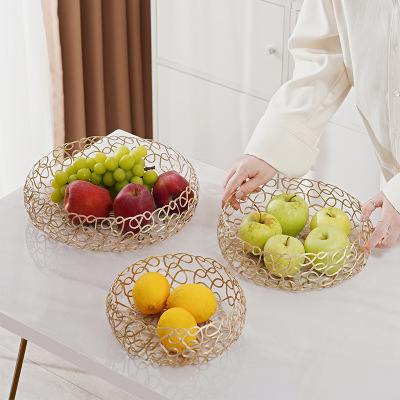 Nordic Iron Net Red Snack and Fruit Plate Creative Personal Household Coffee Table Modern Minimalist Living Room Storage Fruit Basket
