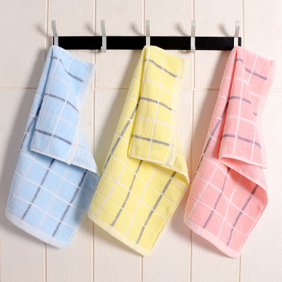 Cotton Elegant Plaid Small Towels for Children Hand Towel Handkerchief Face-Cleaning Handkerchief Face Towel