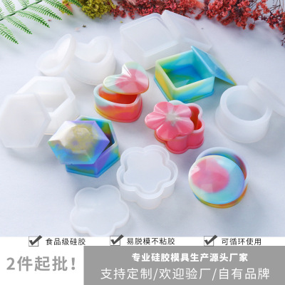 Hanwen Baking DIY Hexagonal Storage Box Mold Crystal Glue Mirror Table Plum Blossom Silicone Mold