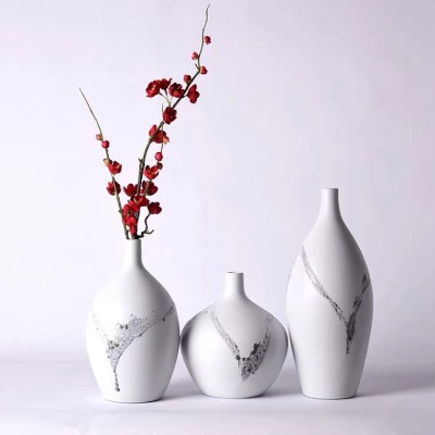 New Chinese Ceramic Home Decoration Model Room Living Room Study Hallway Flower Arrangement Dining Table Vase Decoration