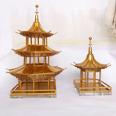 New Chinese Creative Metal Pagoda Decoration Home Model Room Entrance Sales Office Home Craft Soft Decoration