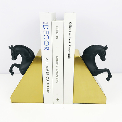 Model Room Hotel Club Soft Decoration Horse Head Bookend Modern European Home Crafts Metal Ornaments Decorations