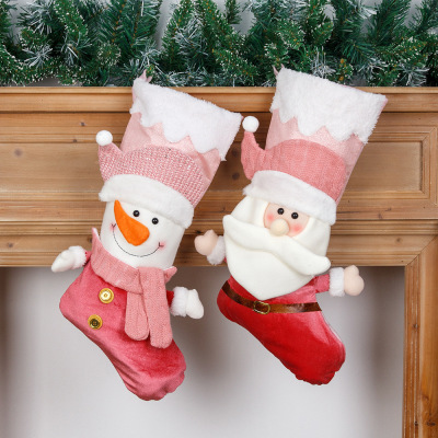 Flange SA New Christmas Decorations Gift Bag Gift Bag Three-Dimensional Gift Socks Candy Socks Pink Christmas Stockings