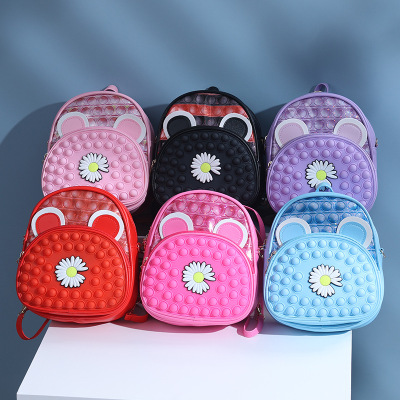 Factory Spot Silicone Backpack Children's Educational Decompression Toy Schoolbag Bubble Small Chrysanthemum Deratization Pioneer Backpack