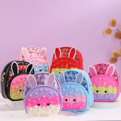 Rat Killer Pioneer Cross-Border New Arrival Rabbit Double Layer Children Backpack Cartoon Bubble Fashion Backpack Kid's Small Schoolbag