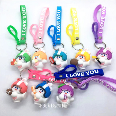 New Cartoon Sports Rabbit Keychain Cute Couple Bags Key Pendants Activity Small Gift in Stock Wholesale