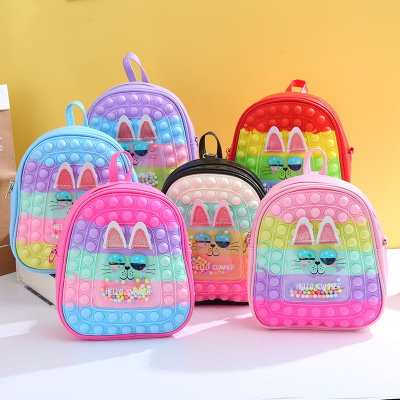 22 Cross-Border New Arrival Mouse Killer Pioneer Children Backpack Bubble Music Decompression Long Ears Rabbit Glasses Cat Factory Spot